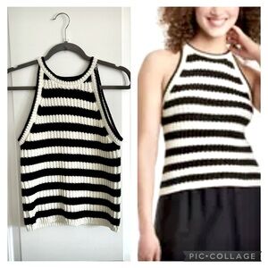 NWT A New Day Striped Black and White Knit Tank Top